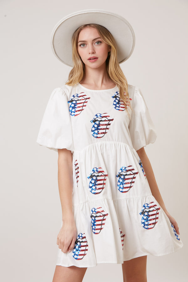 The Rolling Stones USA Flag Sequin Patch Dress