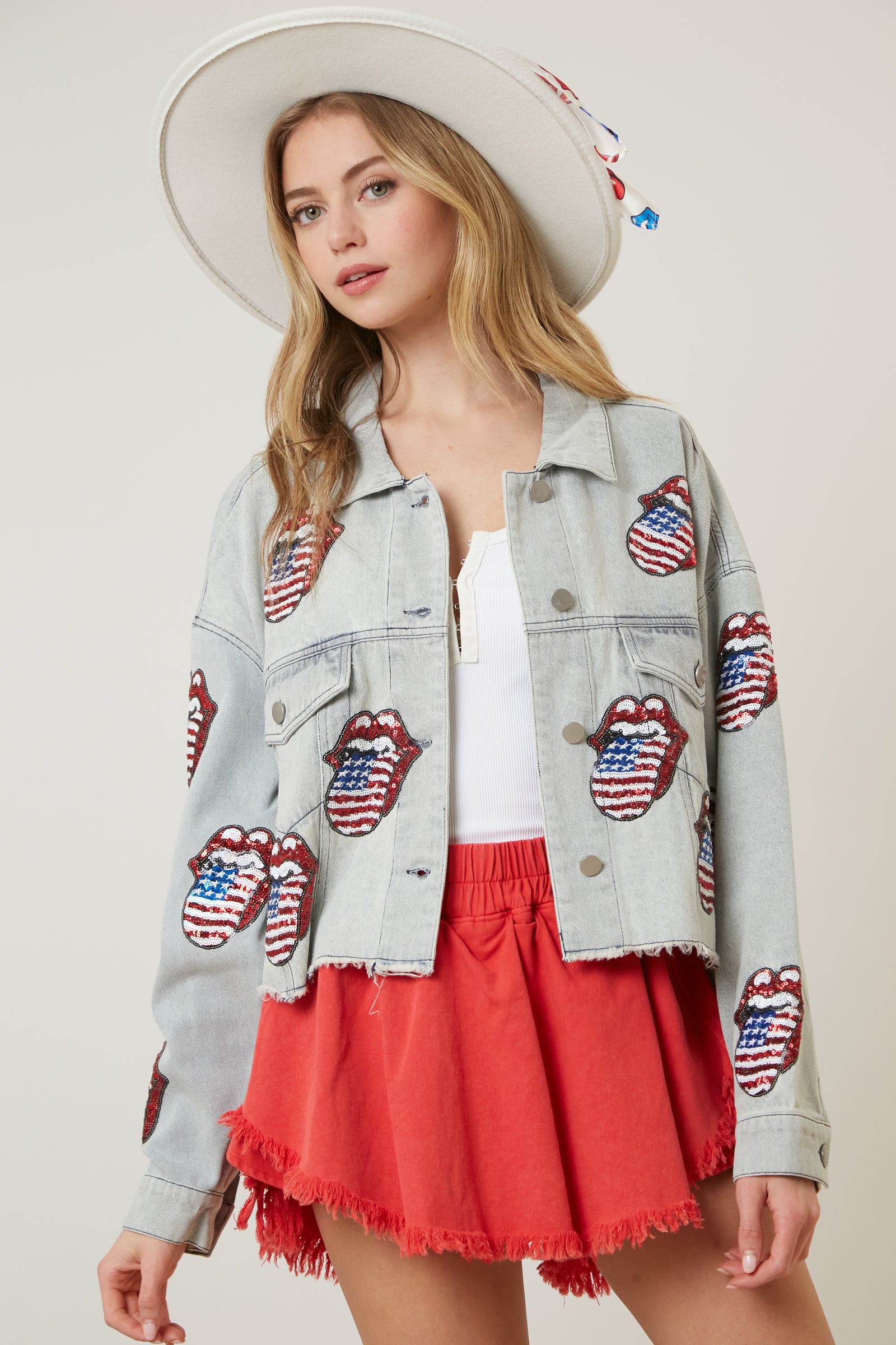 The Rolling Stones USA Flag Sequin Patch Jacket