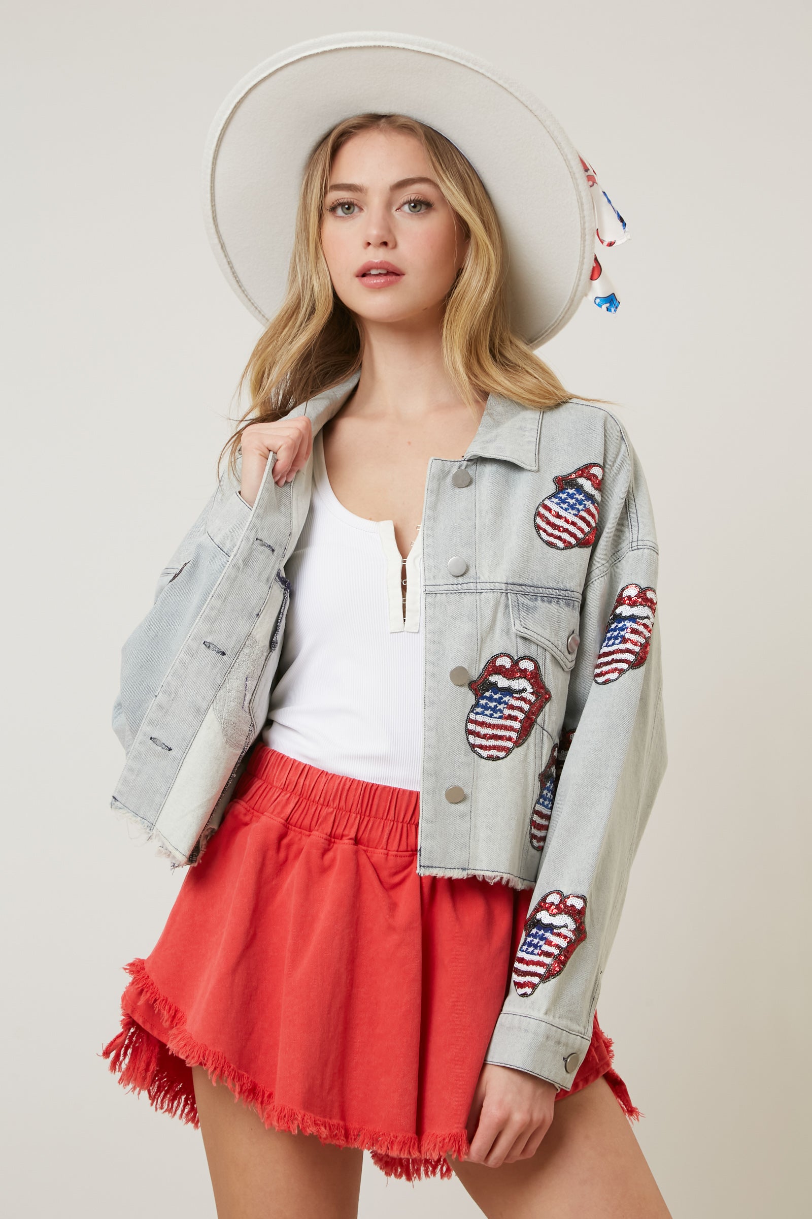 The Rolling Stones USA Flag Sequin Patch Jacket