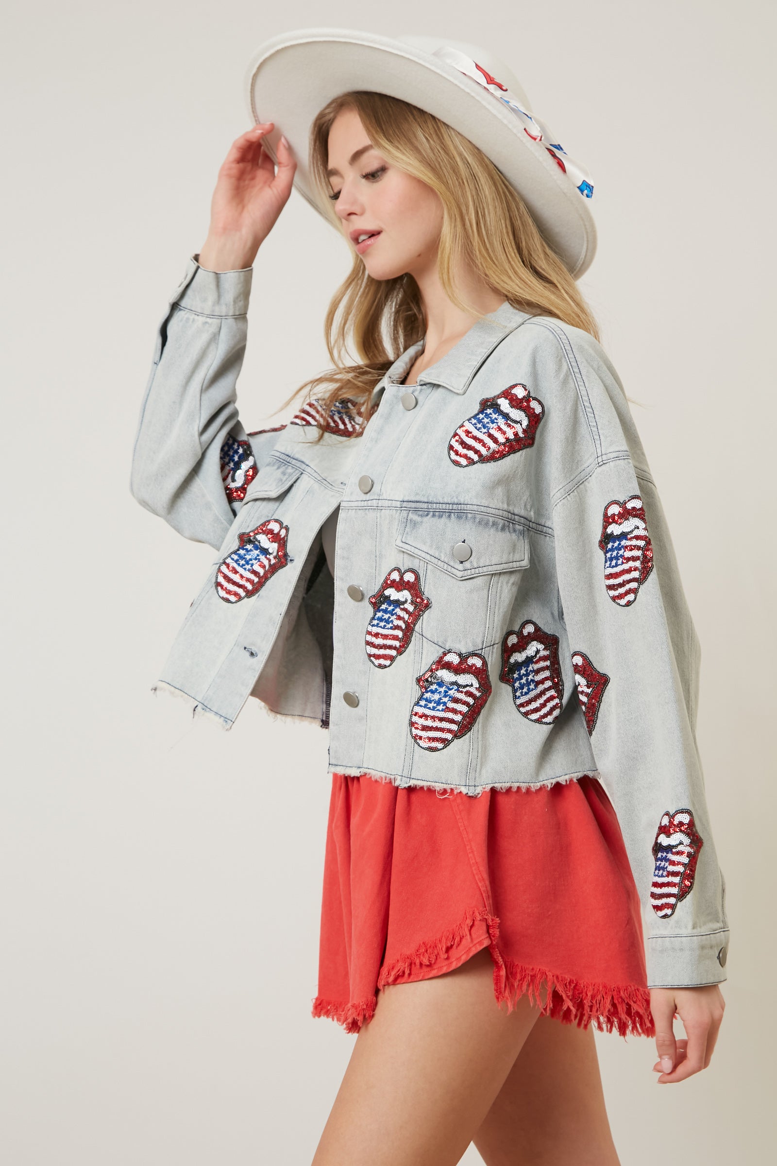 The Rolling Stones USA Flag Sequin Patch Jacket