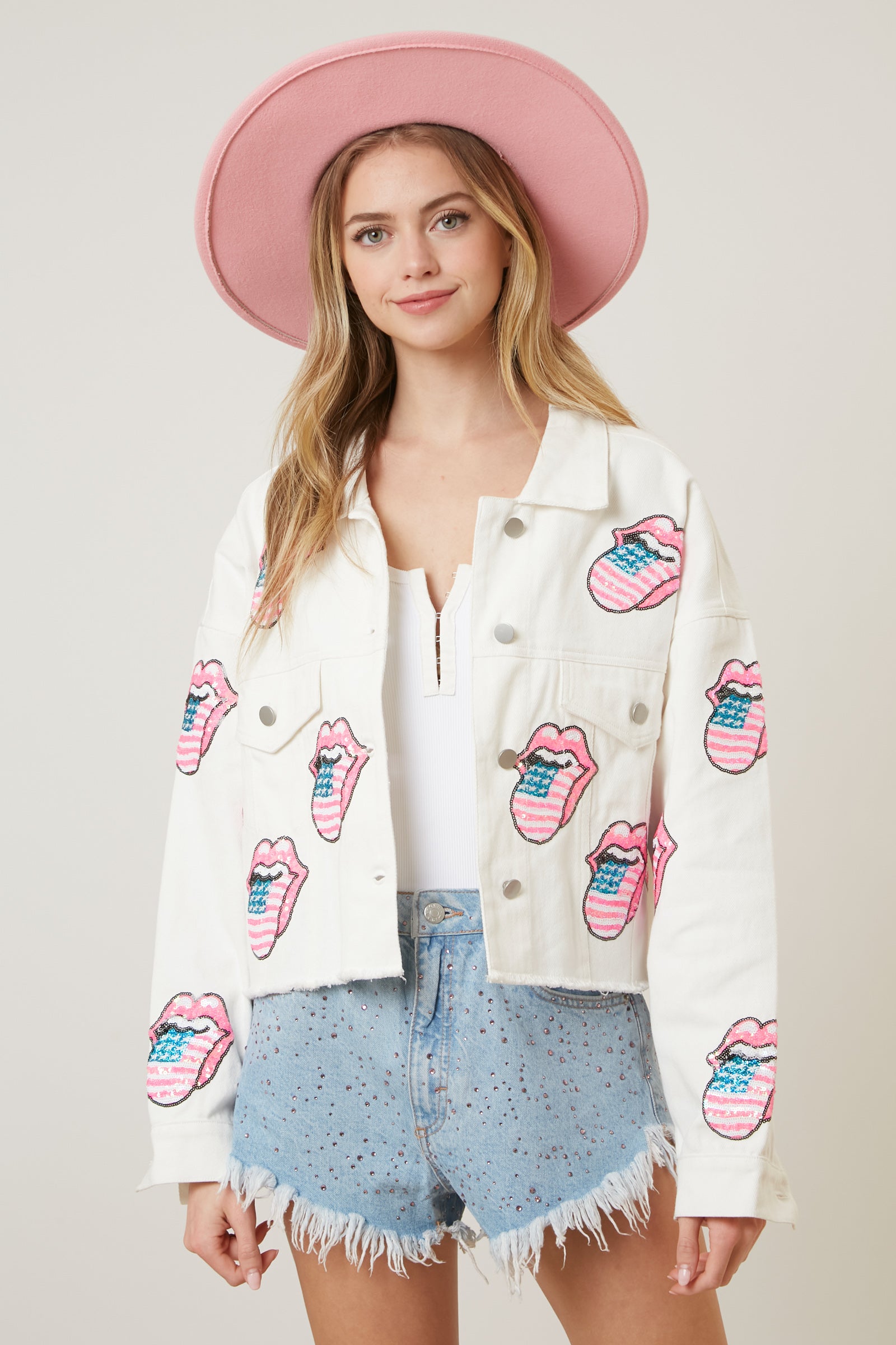 The Rolling Stones USA Flag Sequin Patch Jacket