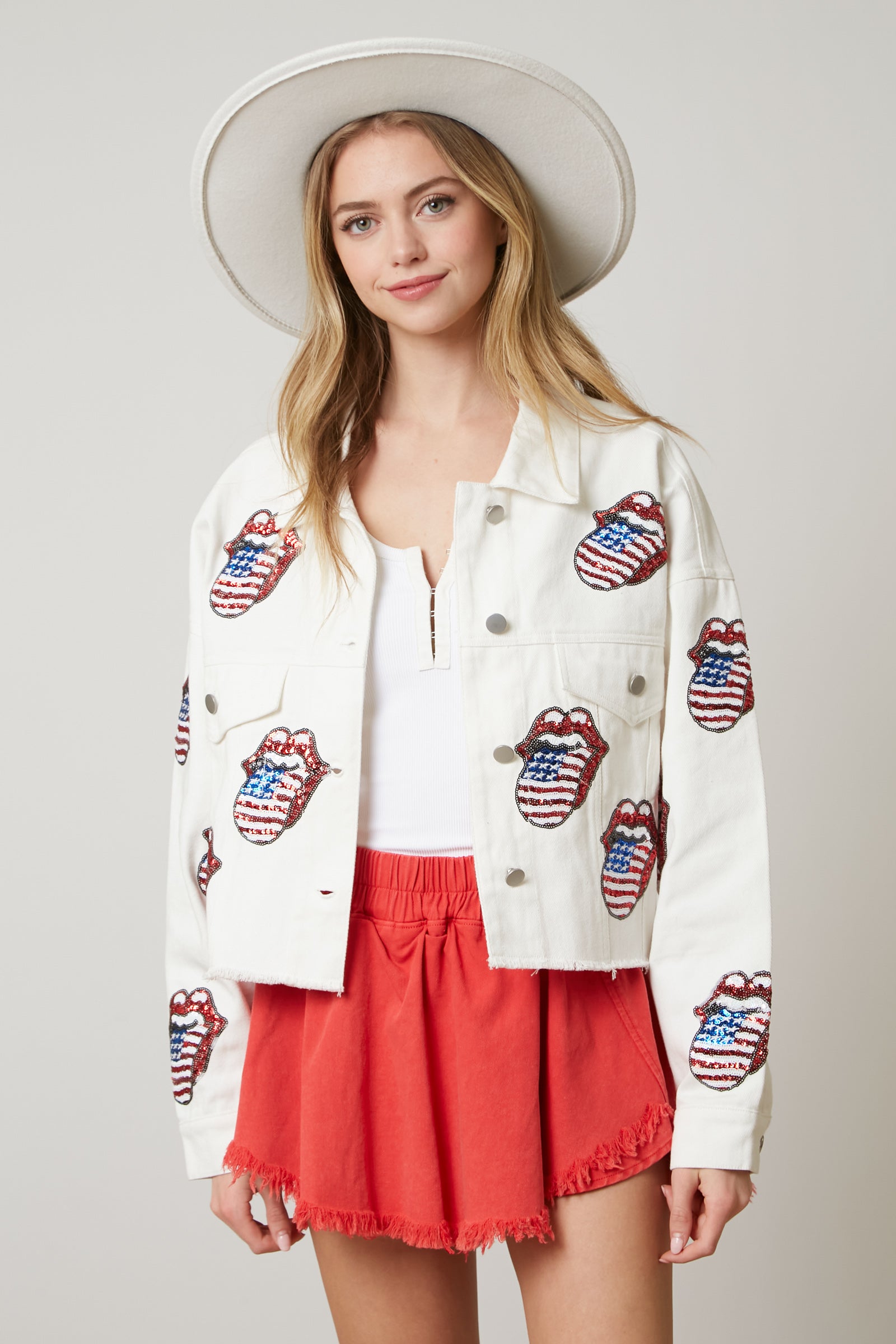 The Rolling Stones USA Flag Sequin Patch Jacket