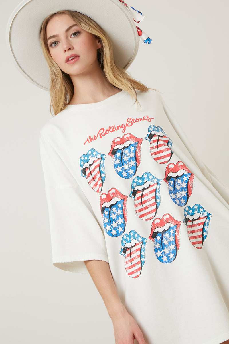 The Rolling Stones USA Theme Graphic Print T-Shirt Dress