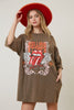 The Rolling Stones Rock N Roll Graphic Print T-Shirt Dress