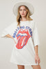 The Rolling Stones Classic Tongue Graphic Print T-Shirt Dress