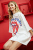 The Rolling Stones Classic Tongue Graphic Print T-Shirt Dress