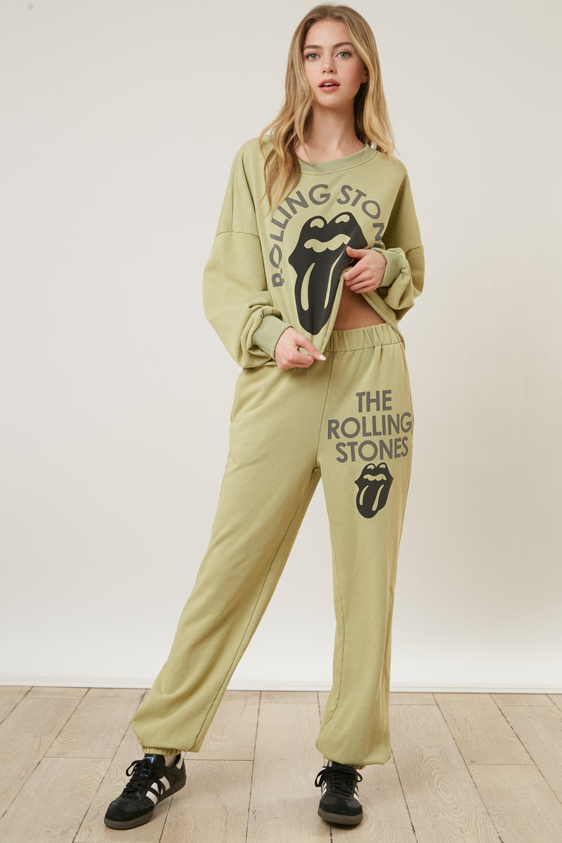 The Rolling Stones Tongue Graphic Print Jogger Set