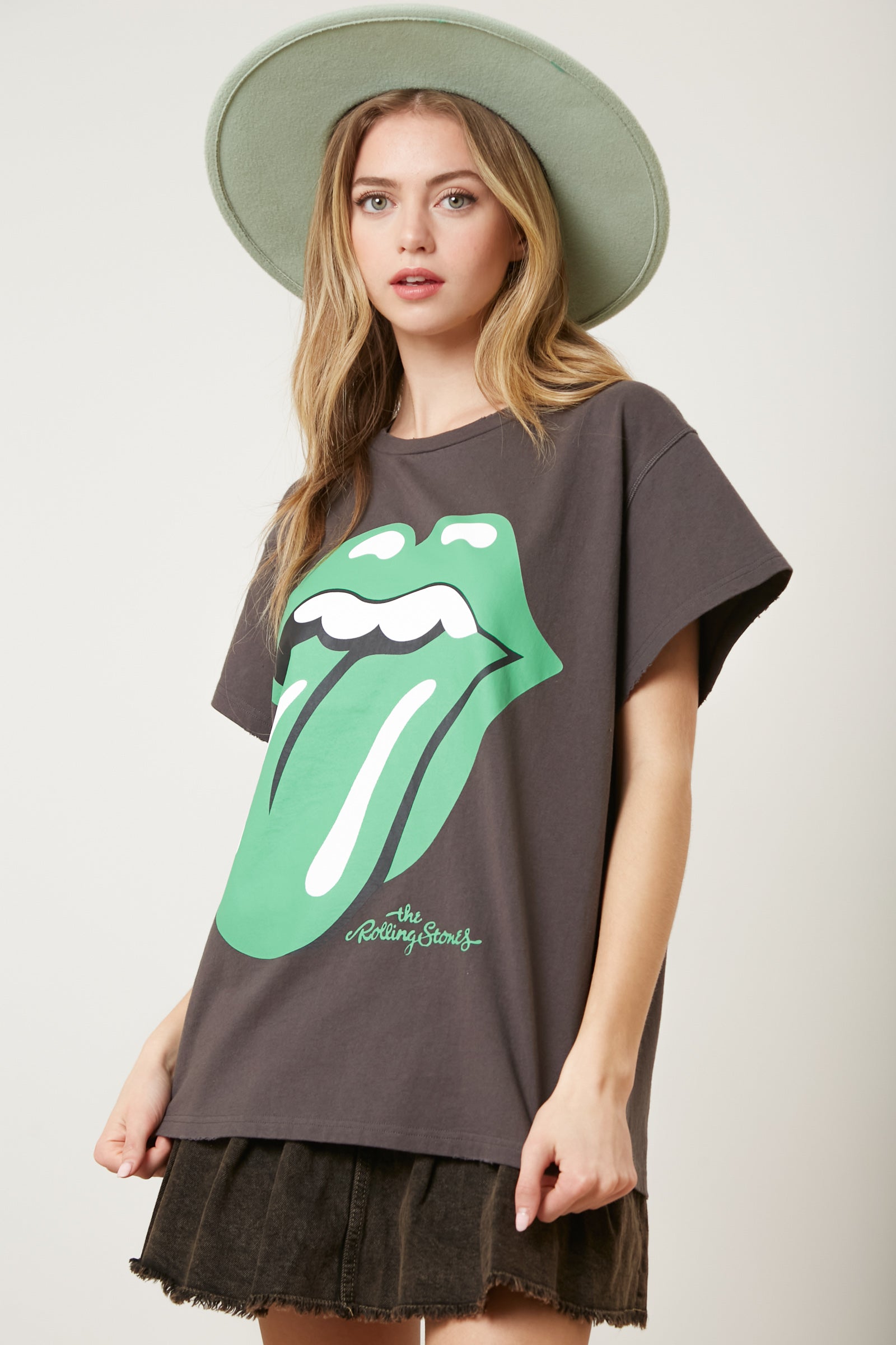 The Rolling Stones Green Tongue Graphic Tee