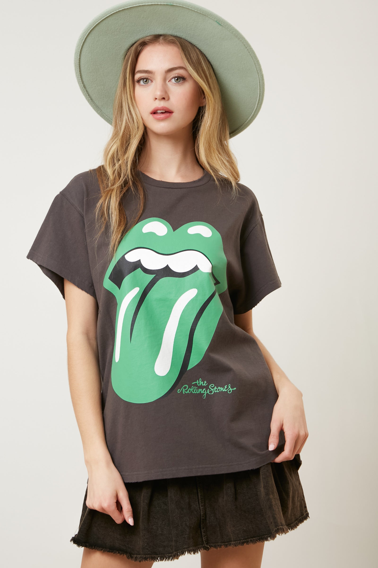 The Rolling Stones Green Tongue Graphic Tee