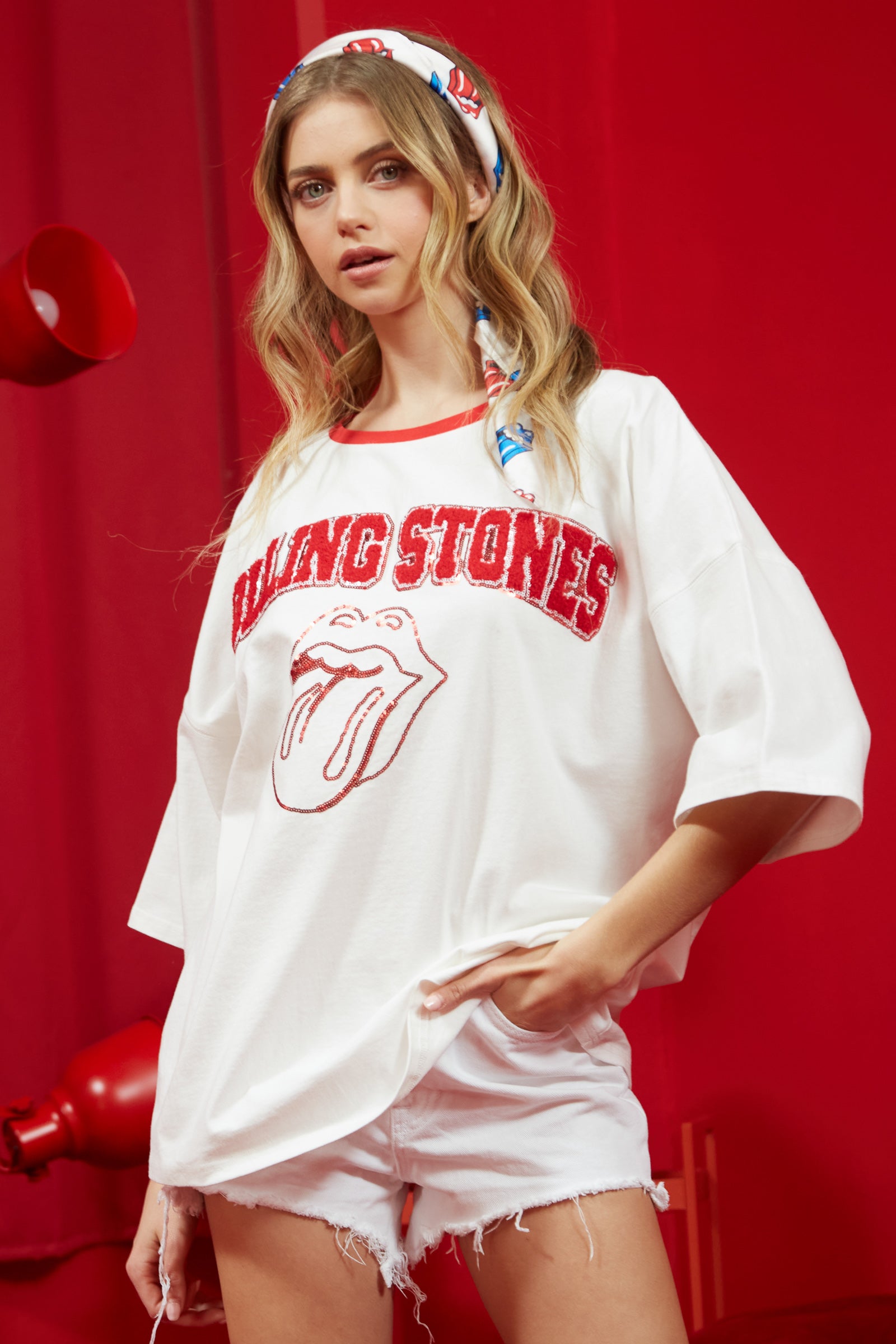 The Rolling Stones Chenille Logo Outline Tee