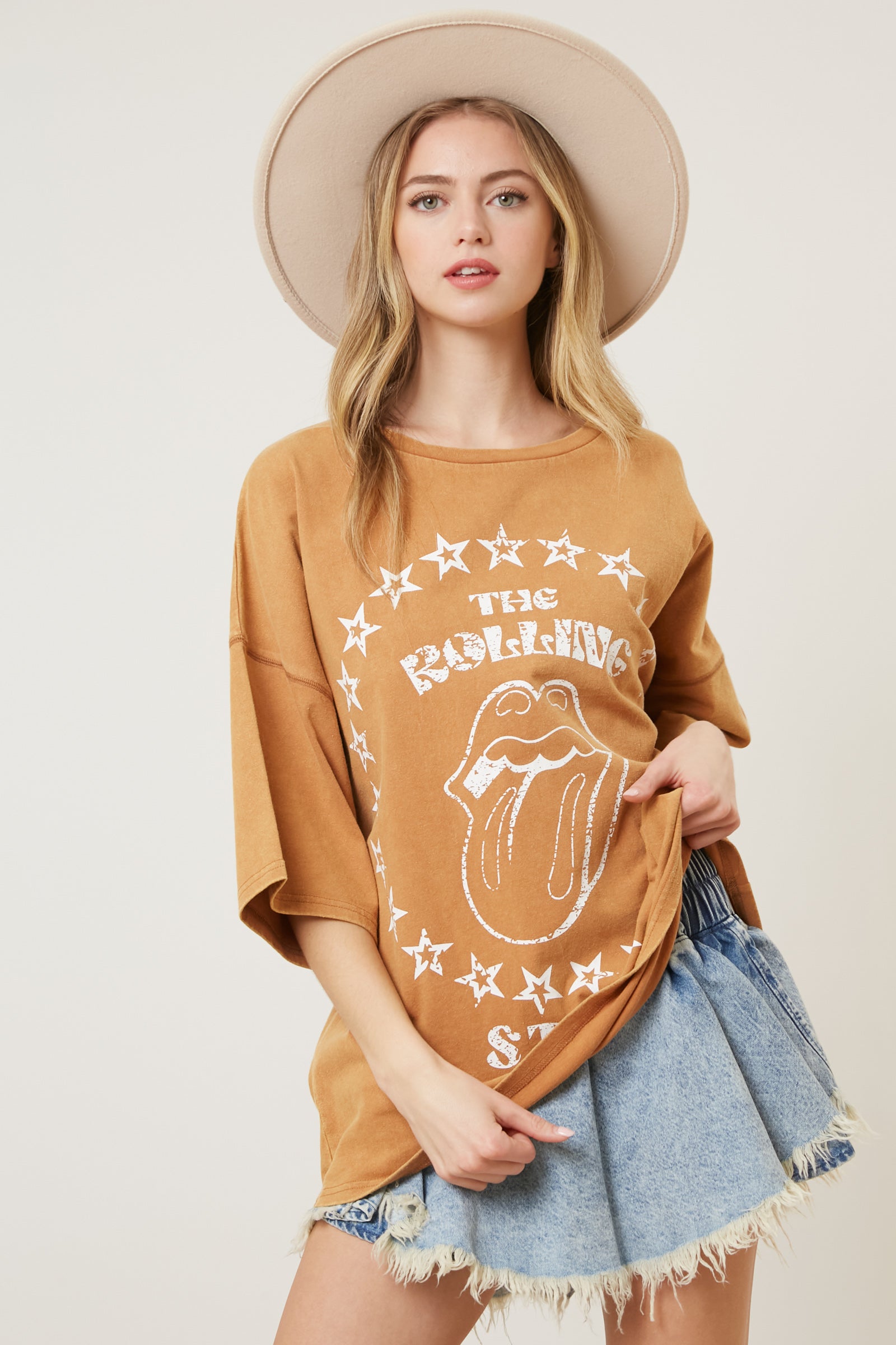 The Rolling Stones Distressed Star Tongue Graphic Tee