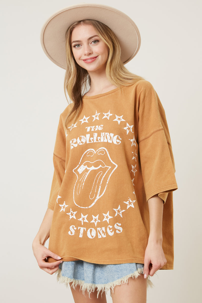 The Rolling Stones Distressed Star Tongue Graphic Tee