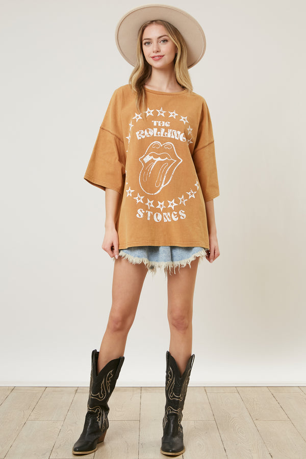 The Rolling Stones Distressed Star Tongue Graphic Tee