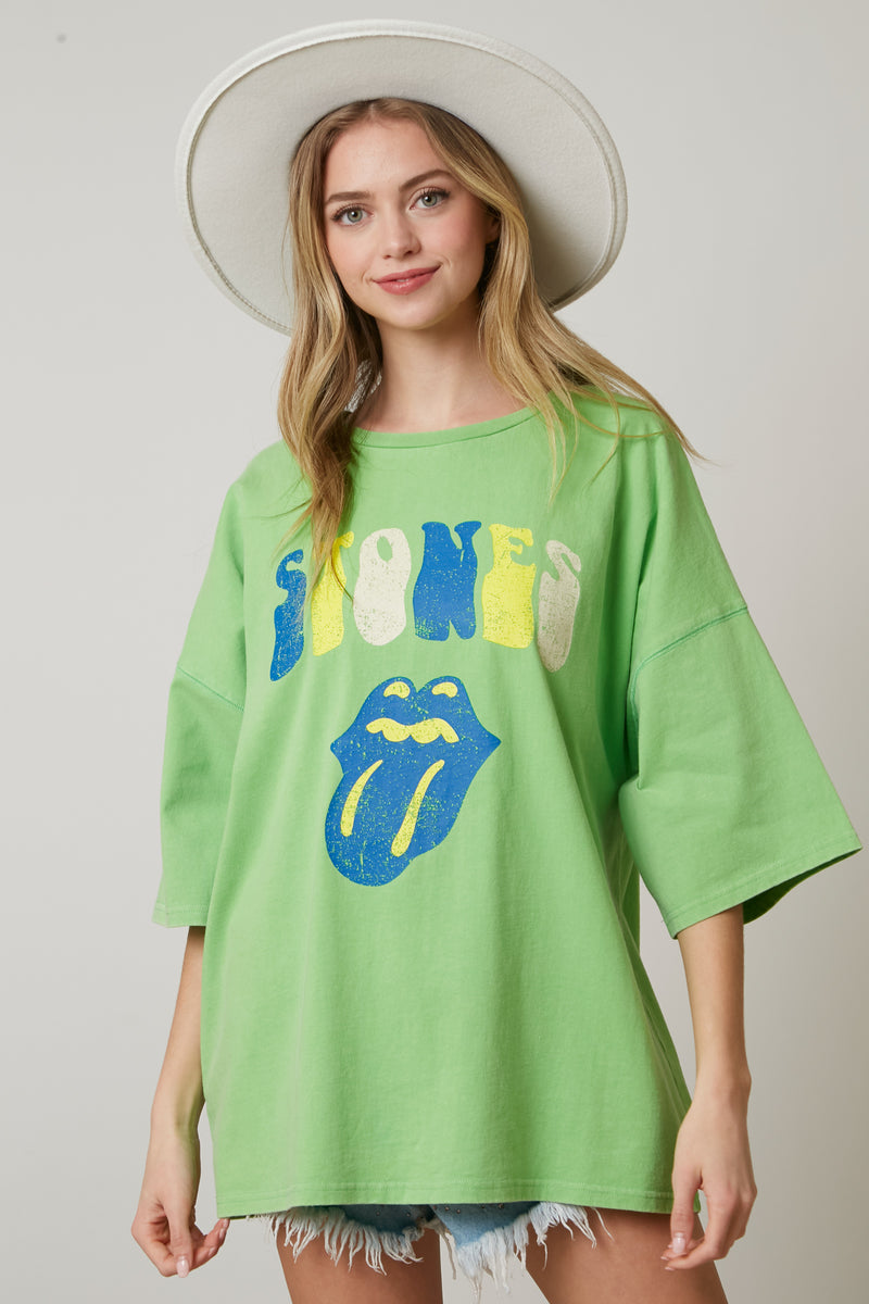 The Rolling Stones Distressed "Stones" Tongue Graphic Tee