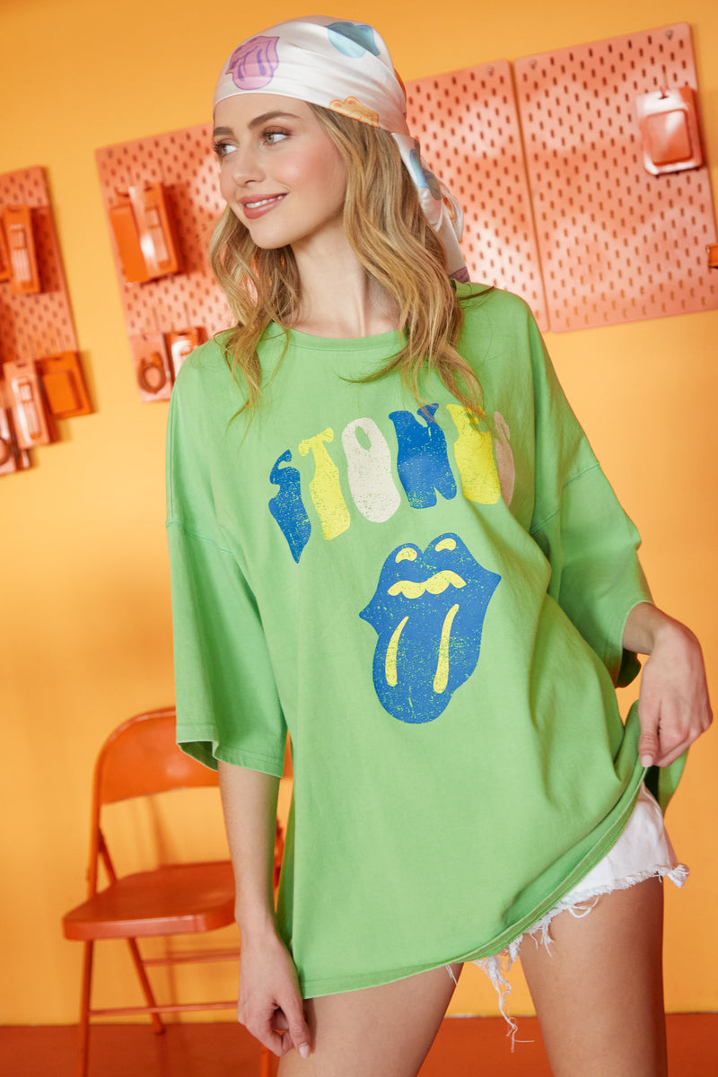 The Rolling Stones Distressed "Stones" Tongue Graphic Tee