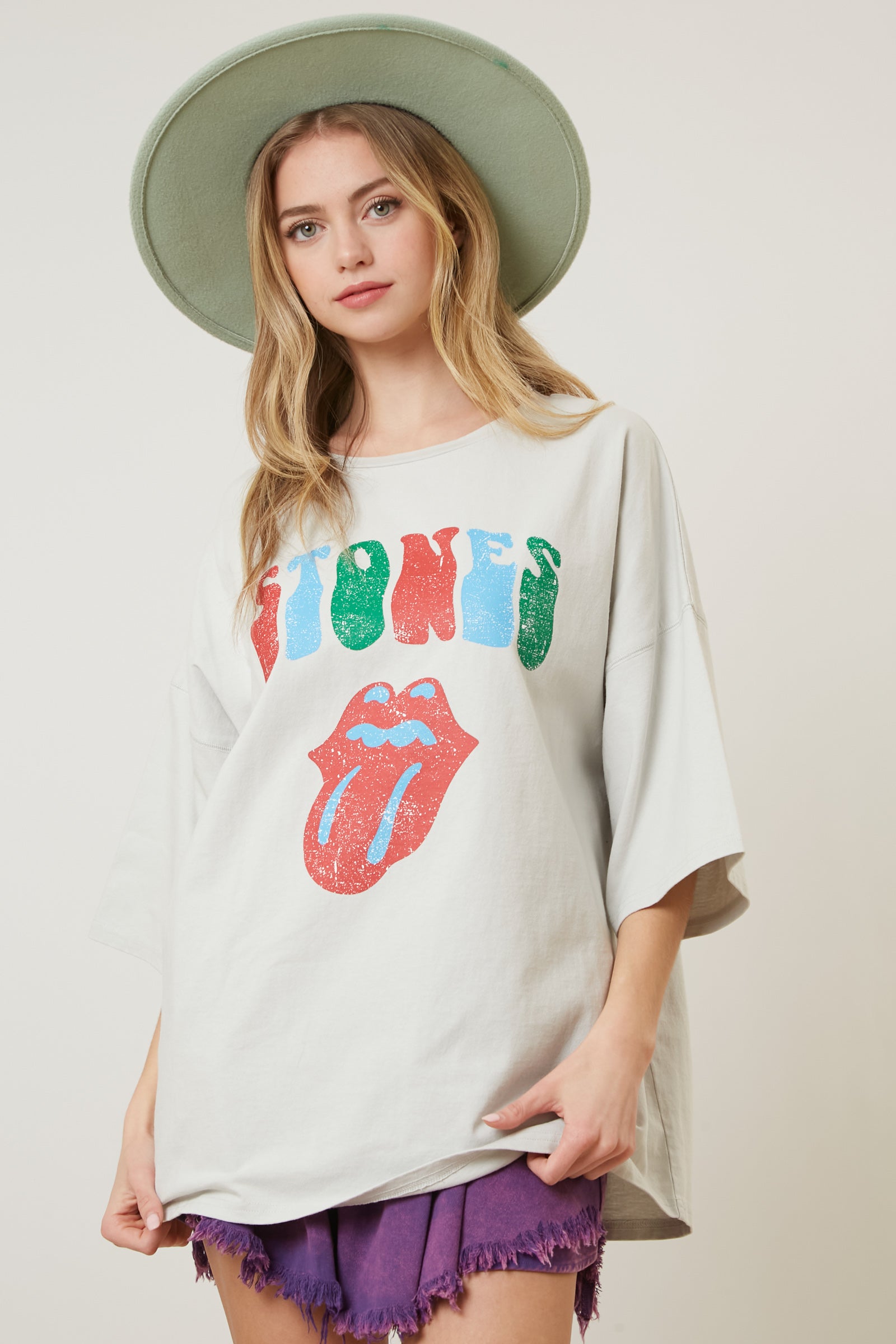 The Rolling Stones Distressed "Stones" Tongue Graphic Tee