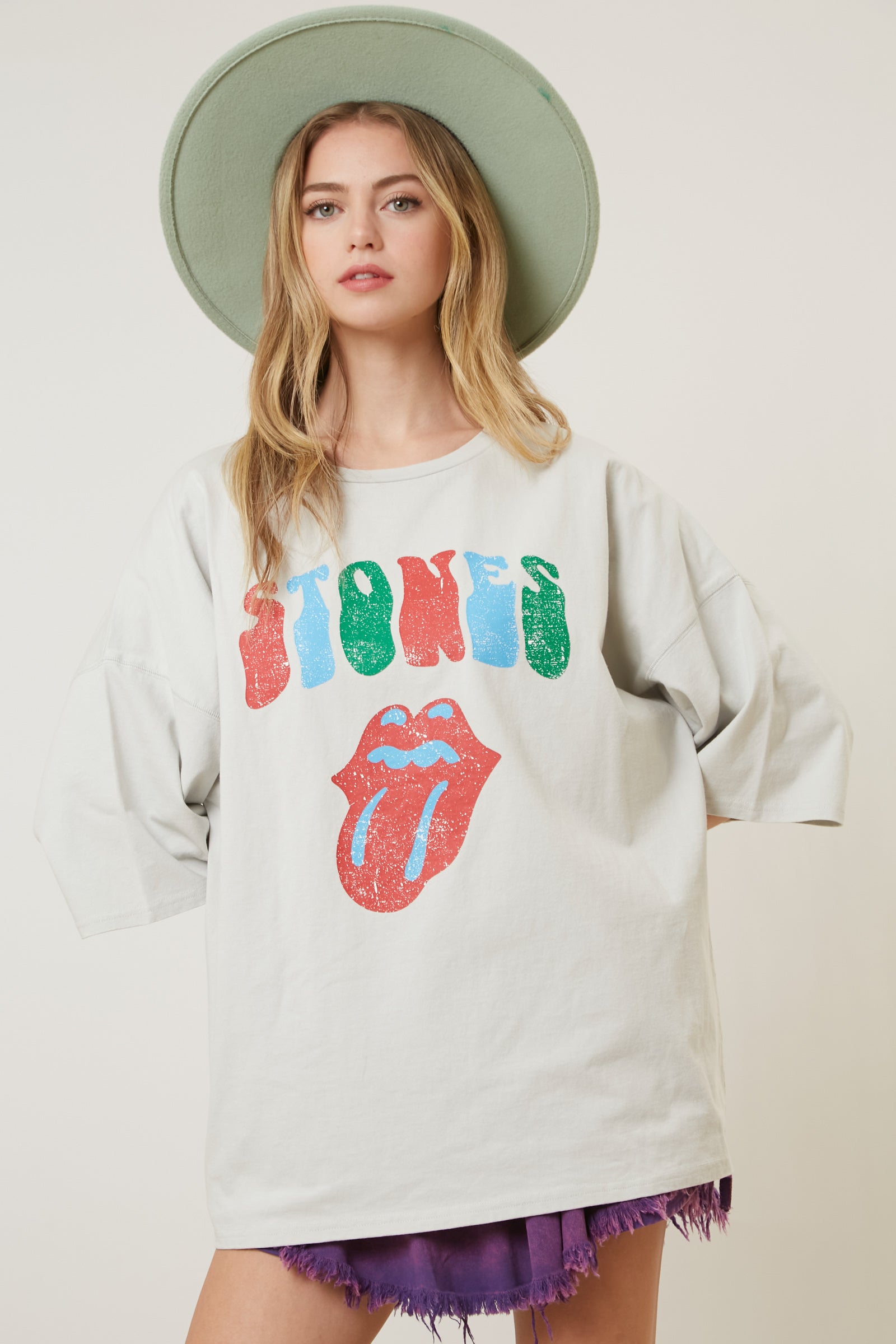 The Rolling Stones Distressed "Stones" Tongue Graphic Tee