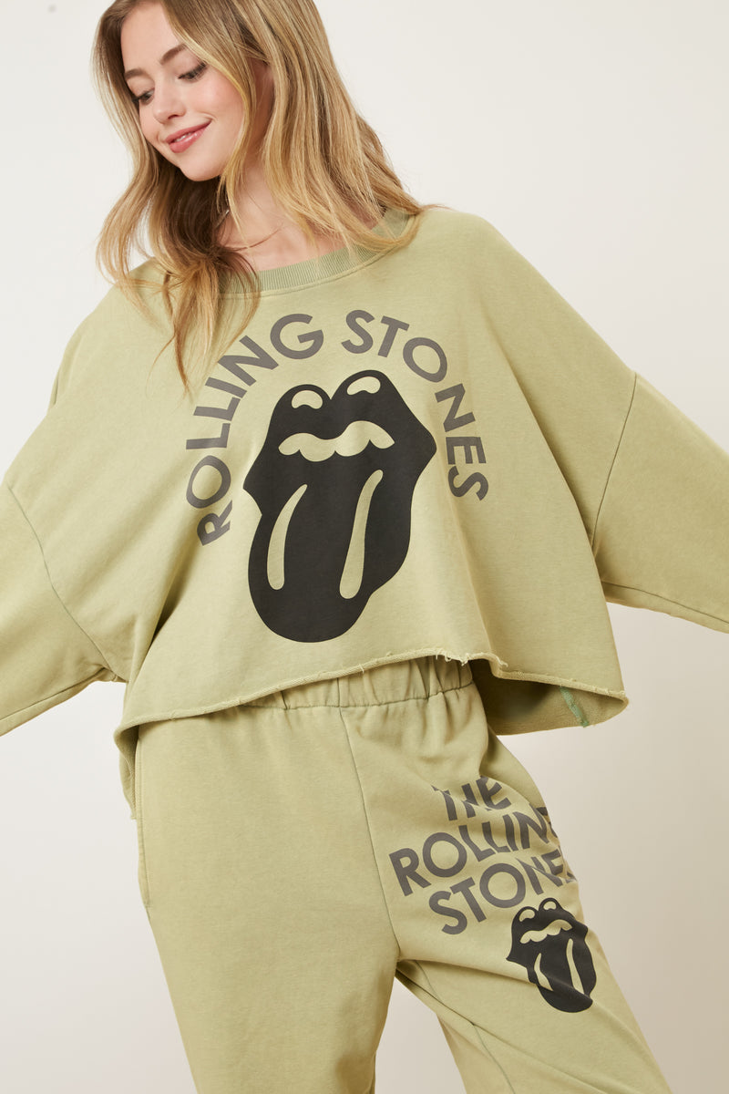 The Rolling Stones Tongue Graphic Print Jogger Set